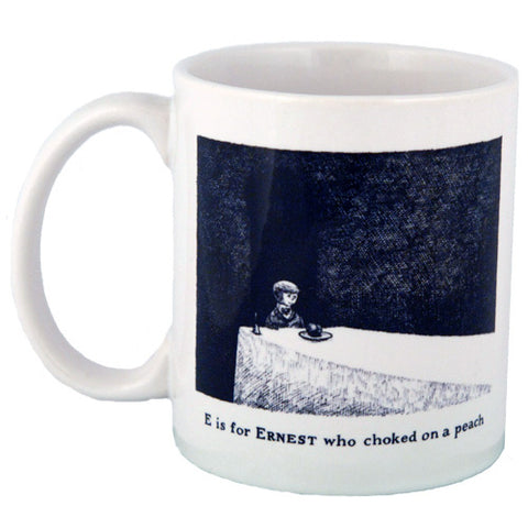 E is for Ernest who choked on a peach Mug - GoreyStore