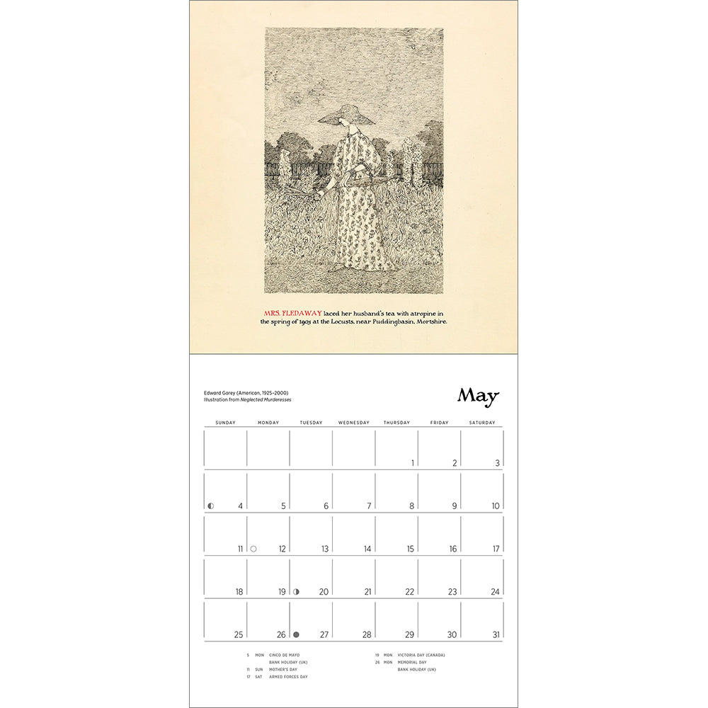 2025 Edward Gorey Mini Wall Calendar Neglected Murderesses