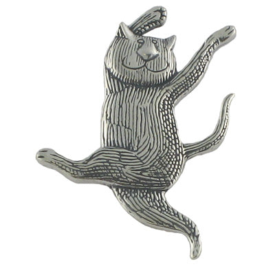 Dancing Cat Pin Sterling Silver - GoreyStore