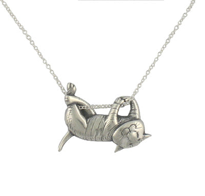 Dangling Cat Necklace Sterling Silver - GoreyStore