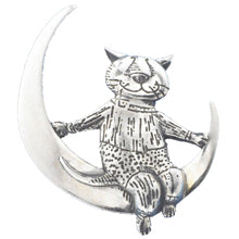 Cat Moon Pin Sterling Silver - GoreyStore