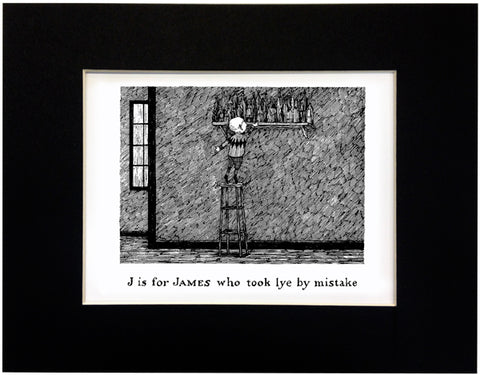 J is for James who took lye by mistake Print - GoreyStore