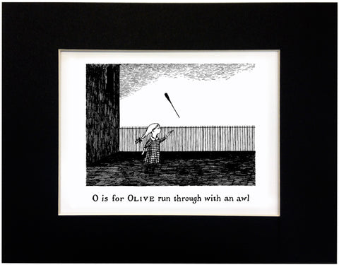 O is for Olive run through with an awl Print - GoreyStore