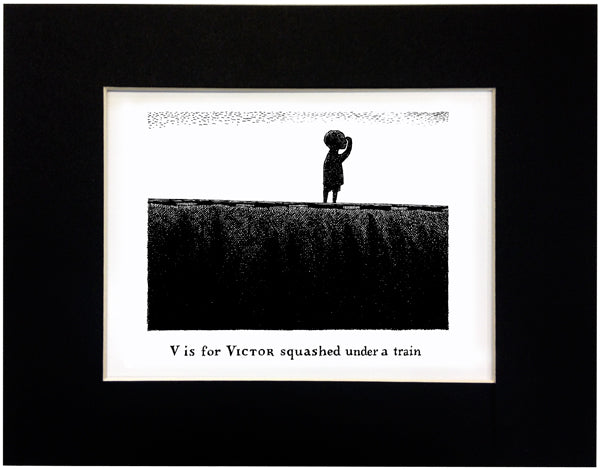 V is for Victor squashed under a train Print - GoreyStore