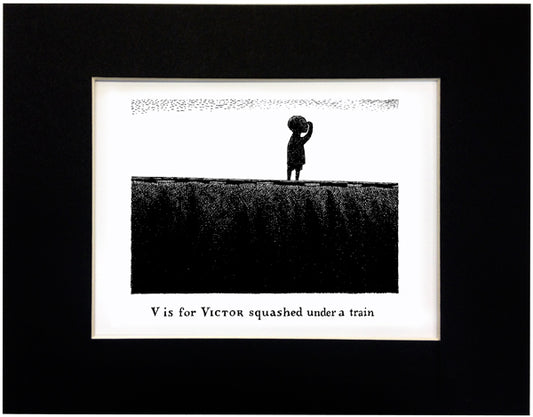 V is for Victor squashed under a train Print - GoreyStore