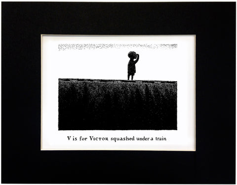 V is for Victor squashed under a train Print - GoreyStore