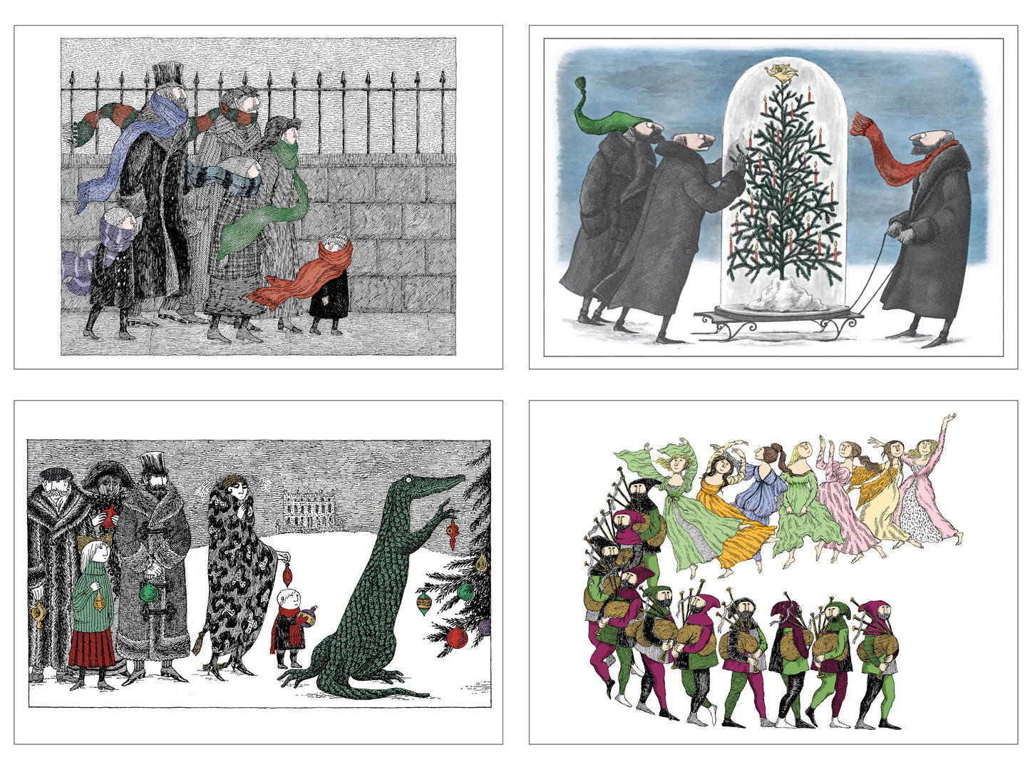 Saludos de Gorey (juego de 20) Tarjetas navideñas