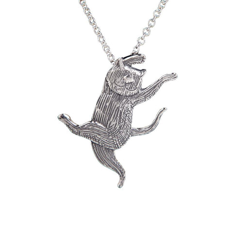 Halskette mit tanzender Katze aus Sterlingsilber
