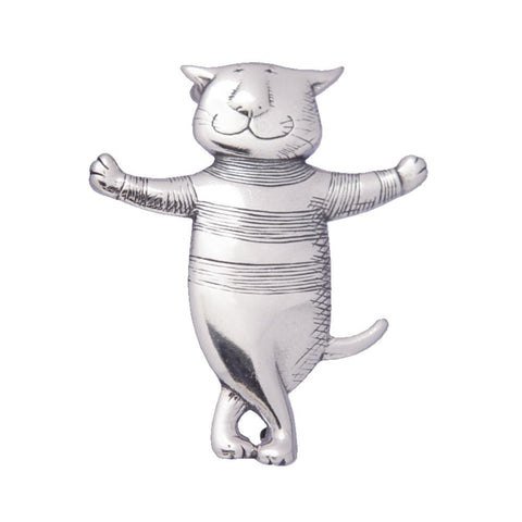 Anstecknadel „Katze über die Stadt“ aus Sterlingsilber