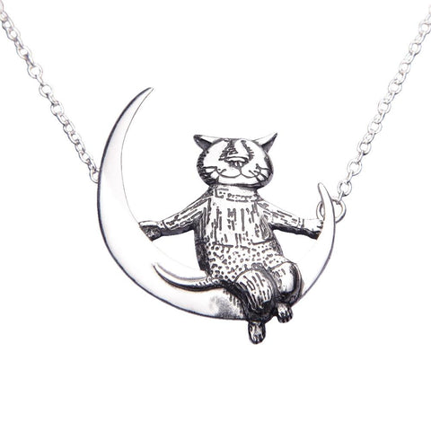 Katzen-Mond-Halskette aus Sterlingsilber